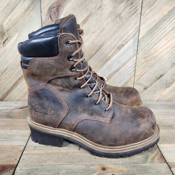 Chippewa Hador 8" Steel Toe Logger Insulated Boots Mens Size 11 M Brown 55026 - Picture 1 of 8